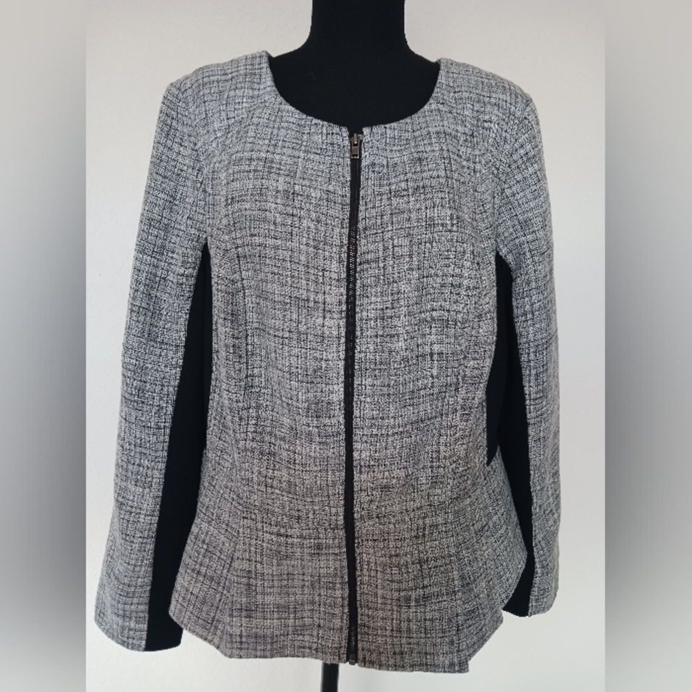 TRENDING Fall 2026 Elle Tweed Gray Jacket Blazer OX EUC